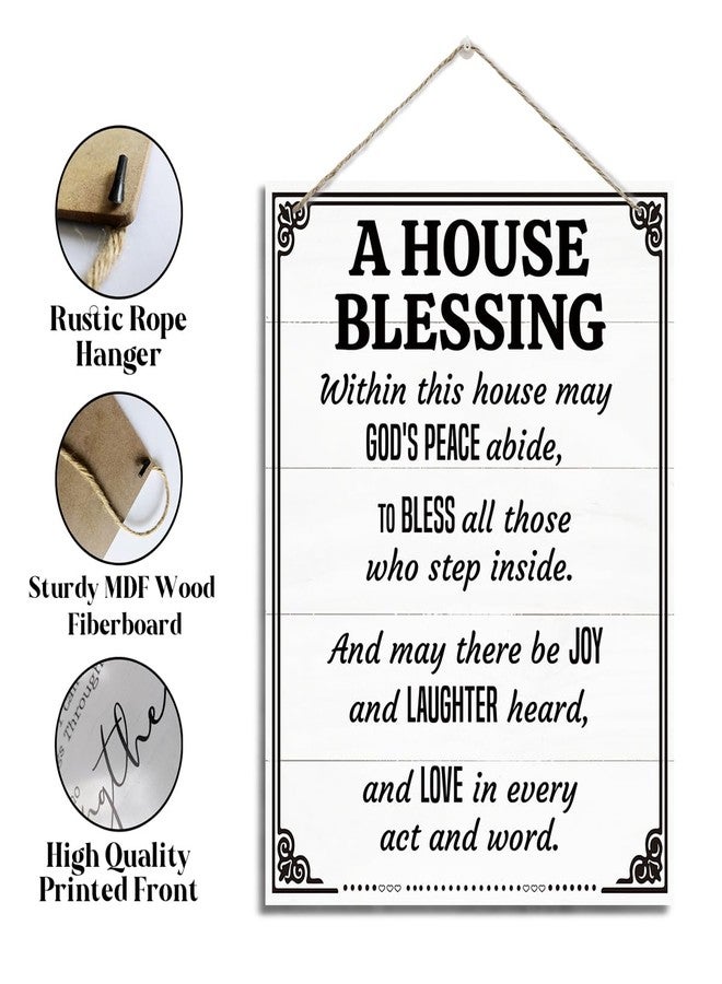 XQLSR Christian Decor, A House Blessing Sign, Rustic Hanging Wood Plaque Sign, Rustic Door Hanger, Farmhouse Home Wall Decoration, Living Room Decor, Religious Artwork, New Home Gift, Housewarming Gift - Image 3